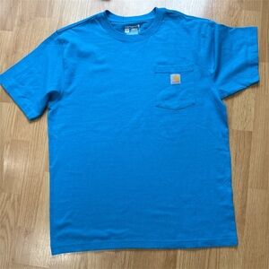Carhartt Loose Fit Pocket T-Shirt Blue Size M Logo Patch Workwear
